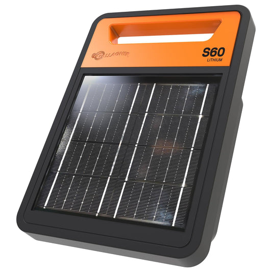 Gallagher S60 Solar Fence Charger | 0.6 Joule Energizer for Livestock, Poultry, Gardens, and Wildlife Exclusion | Powers Up to 6 Miles of Fence | Lithium Battery for Reliable Off-Grid Power