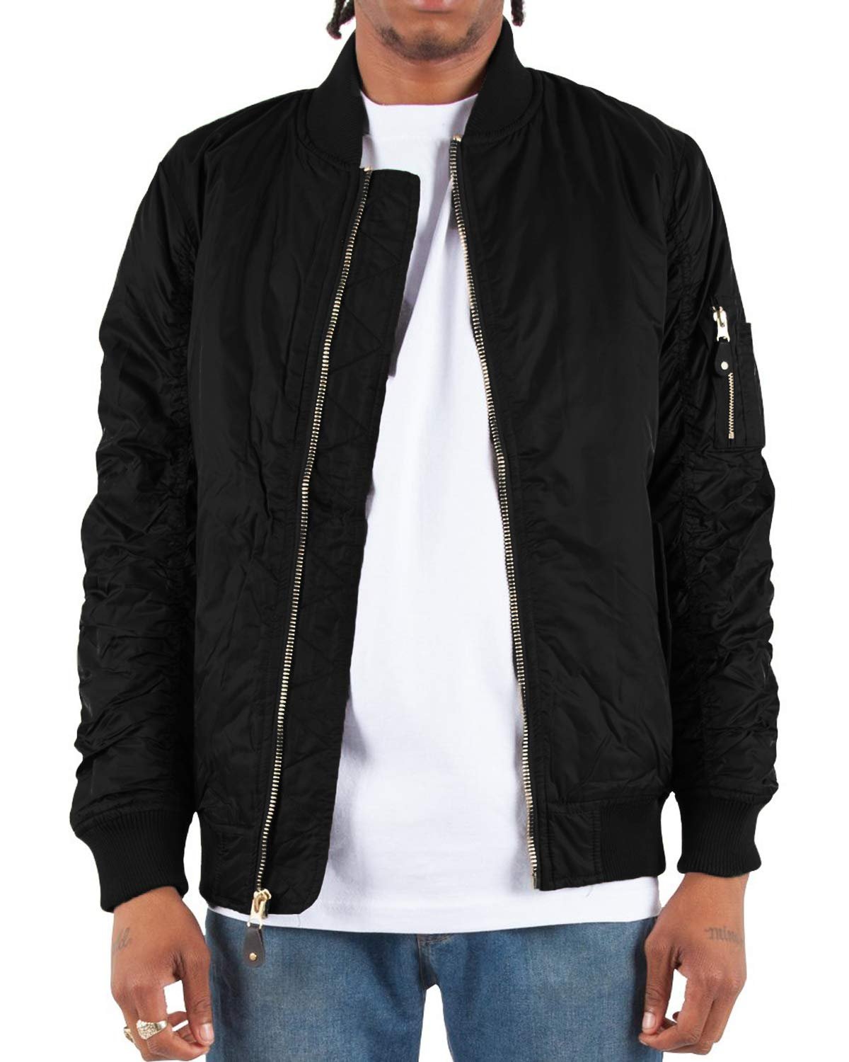Shaka Wear Men's Flight Jackets – Casual MA-1 Bomber Coat Windbreaker Full Zip Fully Lined Regular and Bigs S~3XL