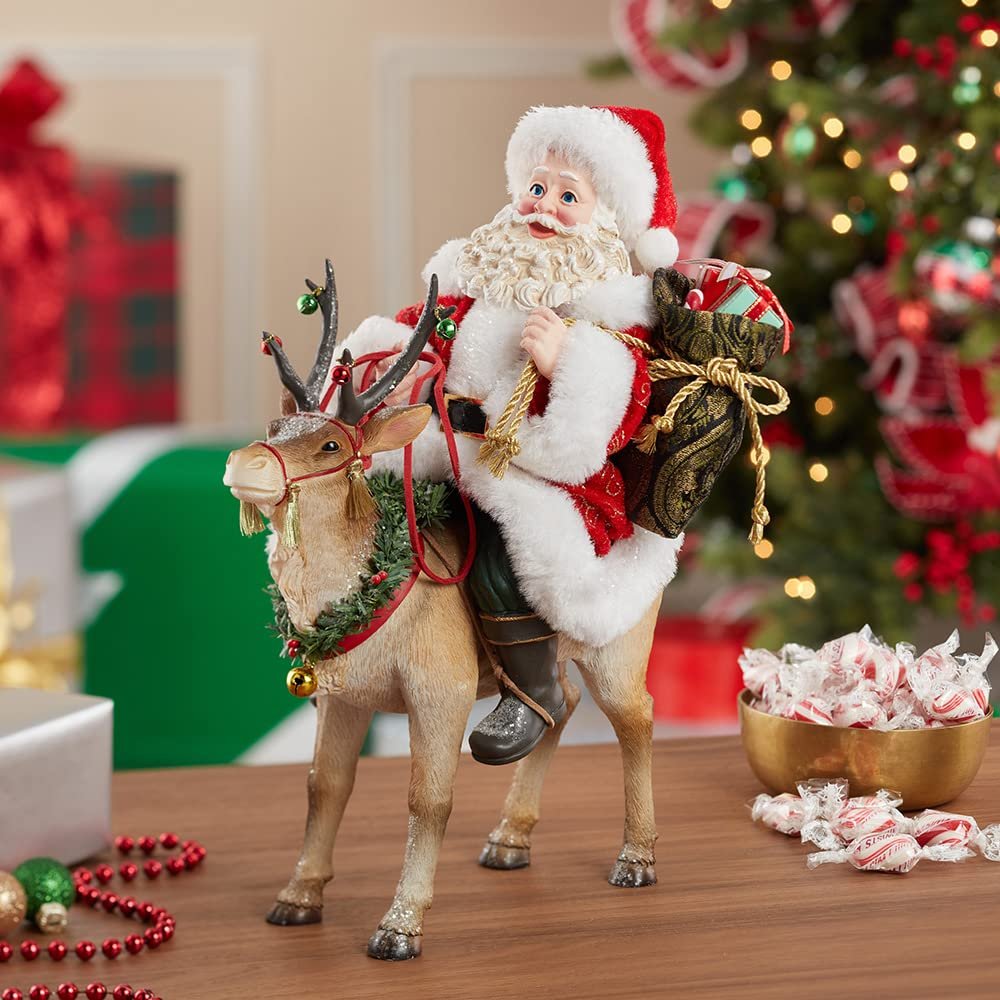 Kurt Adler 11.5-Inch Fabrich‚? Santa on Reindeer