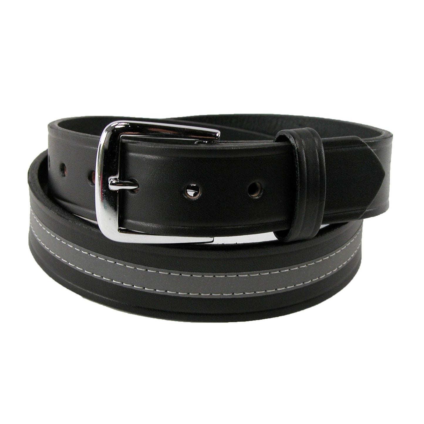 Boston Leather Men's Leather Work Belt with Reflective Safety Stripe, 34, Black