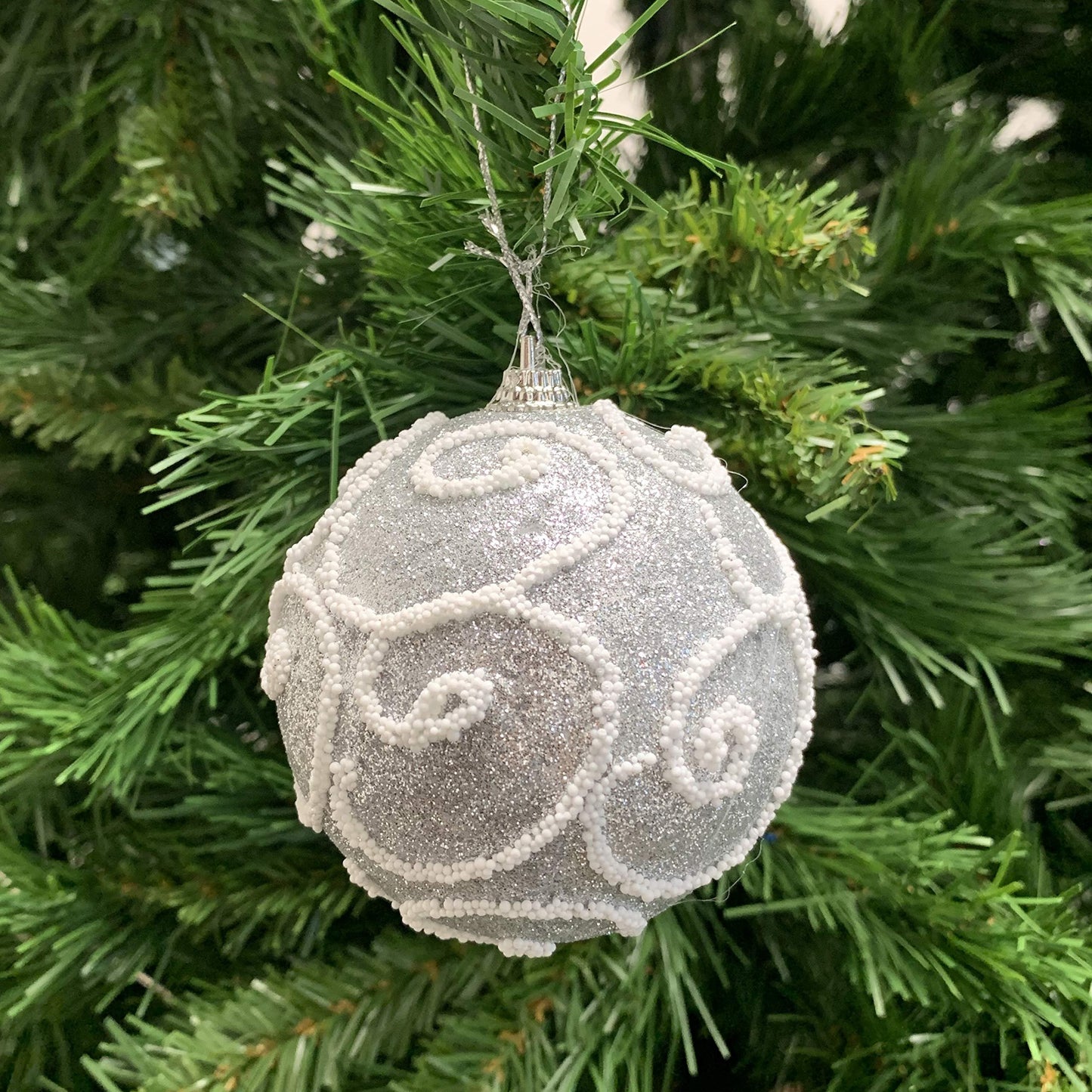 Allgala 12 Pack 3 Inch Christmas Tree Ornament Balls-Glitter Decorated Foam Large Xmas Ball-