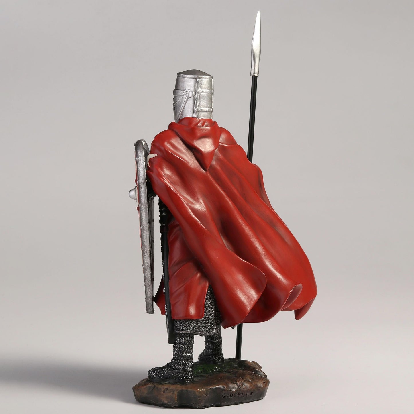 Veronese Design 7 3/4 Inch Maltese Knights Hosipitaller Templar Spear and Shield Hand Painted Polystone Home Decor Statue Collectibles