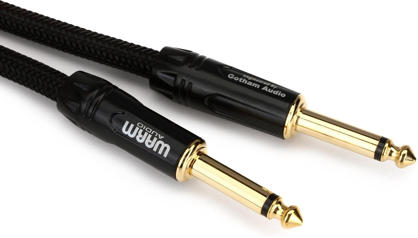 Warm Audio Prem-TS-10' Premier Series Straight to Straight Instrument Cable - 10-foot, Black/Gold