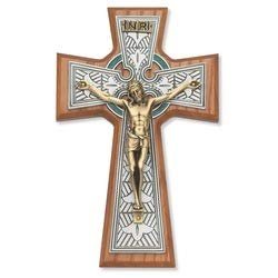 McVan Inc. 8" Walnut Celtic Crucifix Tutone - Décor Gift Religious 79-42668-MCVAN