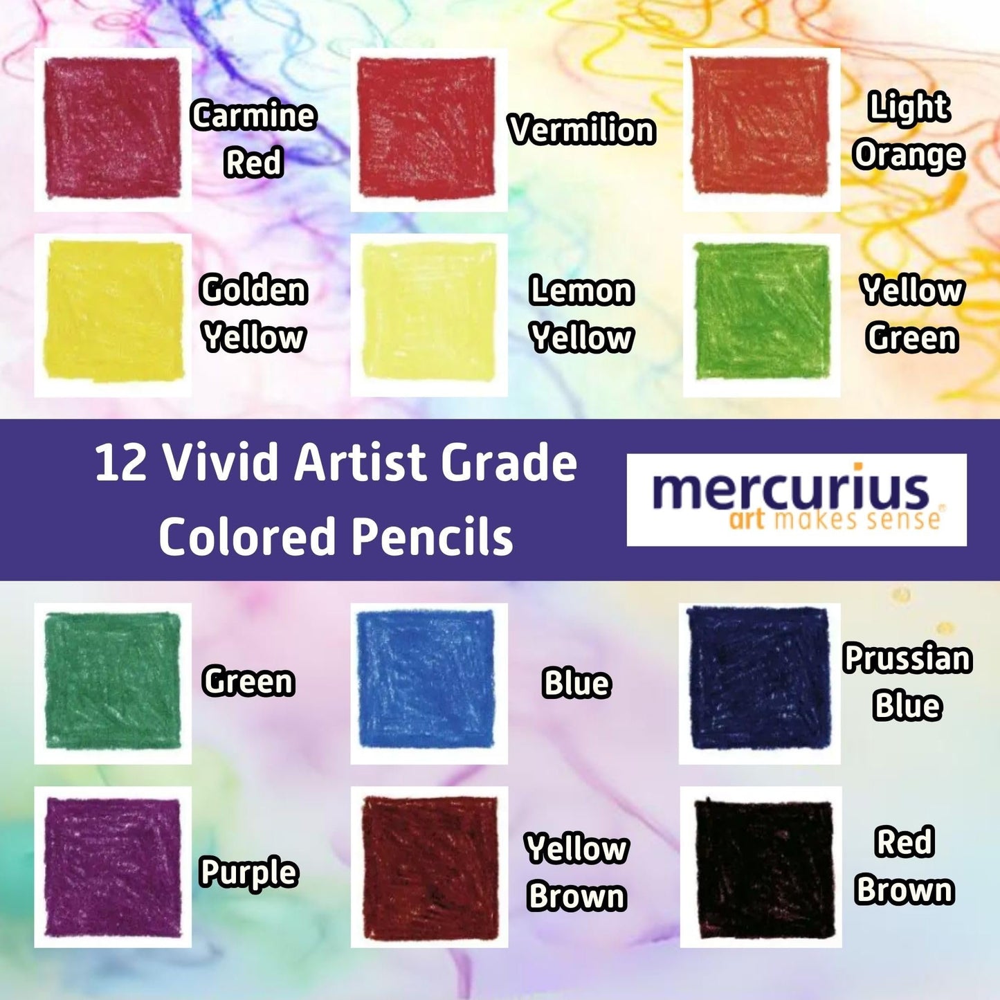 Mercurius AMS Color Giant Pencils, Set of 12 in Tin Case