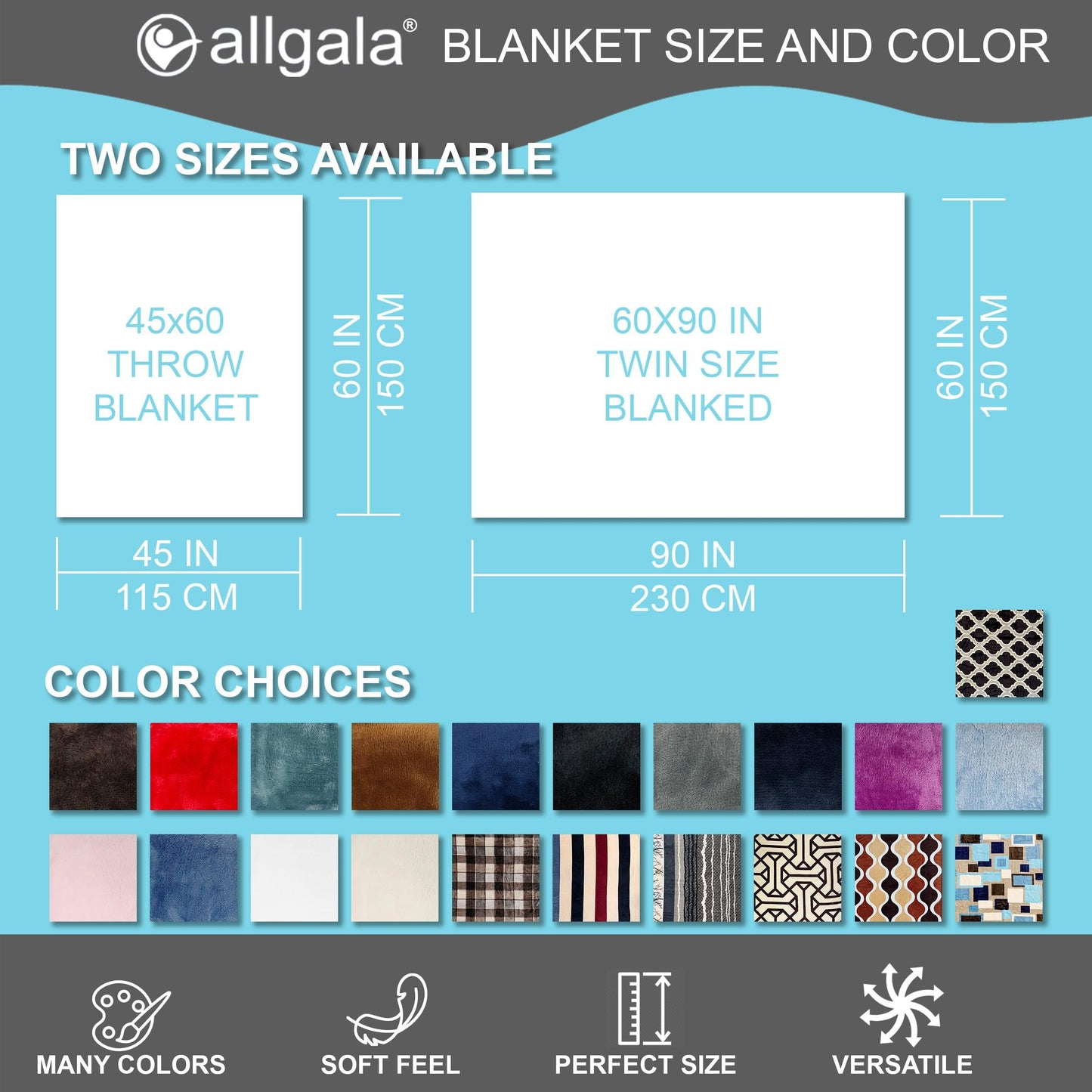 allgala Super Soft Flannel Plush Light Weight Throw Blanket