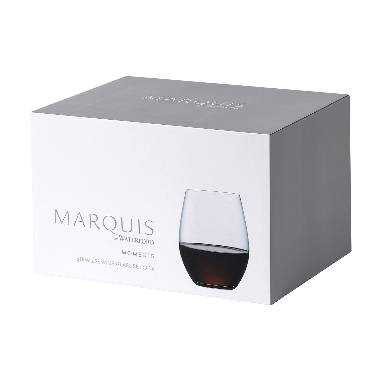 Marquis By Waterford Moments Stemless Wine Glass Set of 4, 18.6 oz, Clear