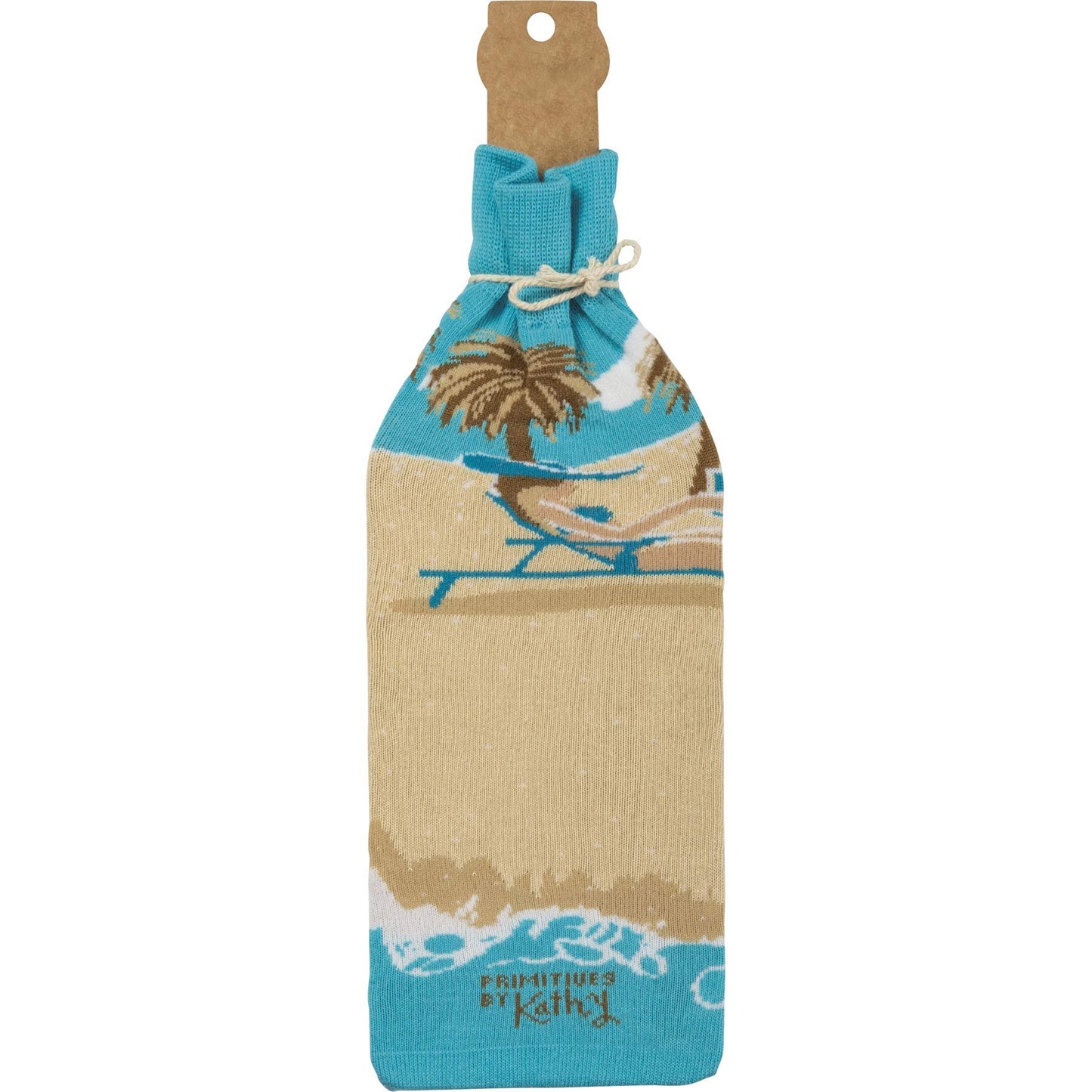 Primitives by Kathy Bottle Sock - Toes In The Sand Wine In Your Hand in Beach Design Wine Bottle Sock Wrap