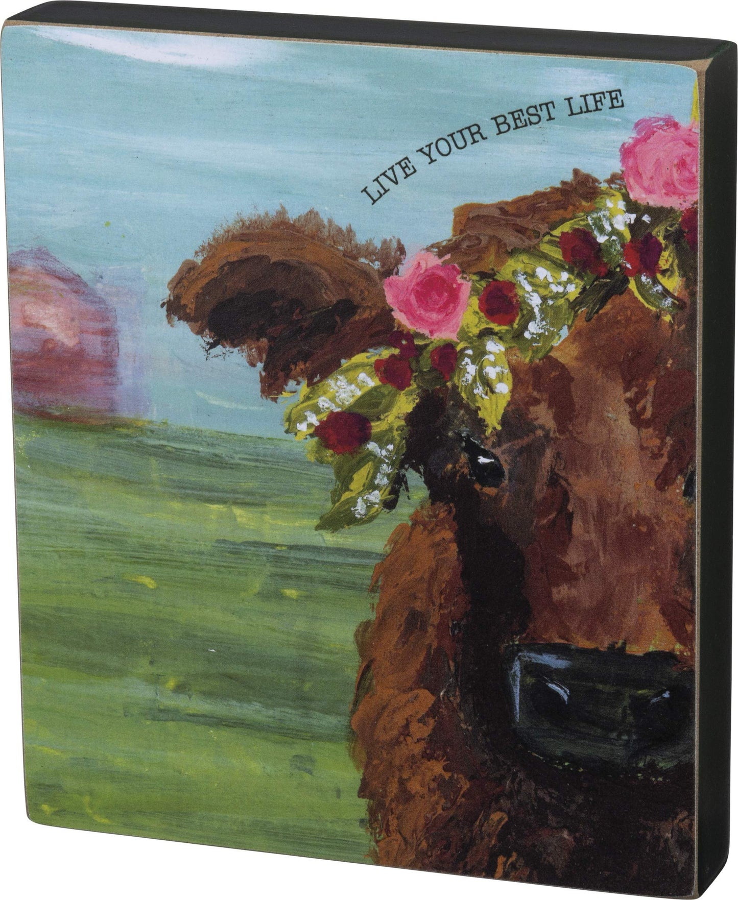 Primitives by Kathy Friendship Heart Gallery Block Sign, 6" x 7", Live Your Best Life