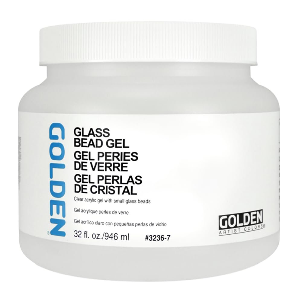 Glass Bead Gel by GOLDEN, 32 fl. oz. Jar, Professional Acrylic Gel Medium, Transparent