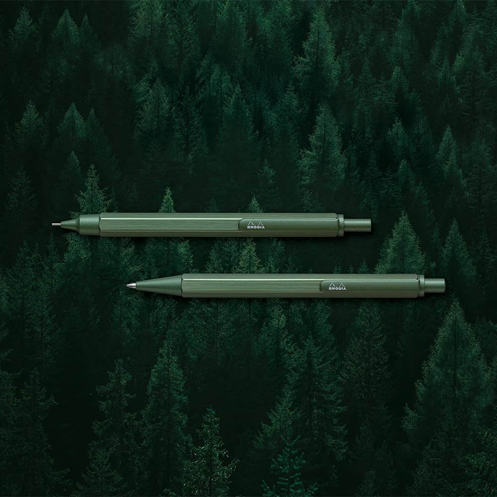 Rhodia 9389C - scRipt Refillable Ballpoint Pen Hexagonal Brushed Aluminium Body