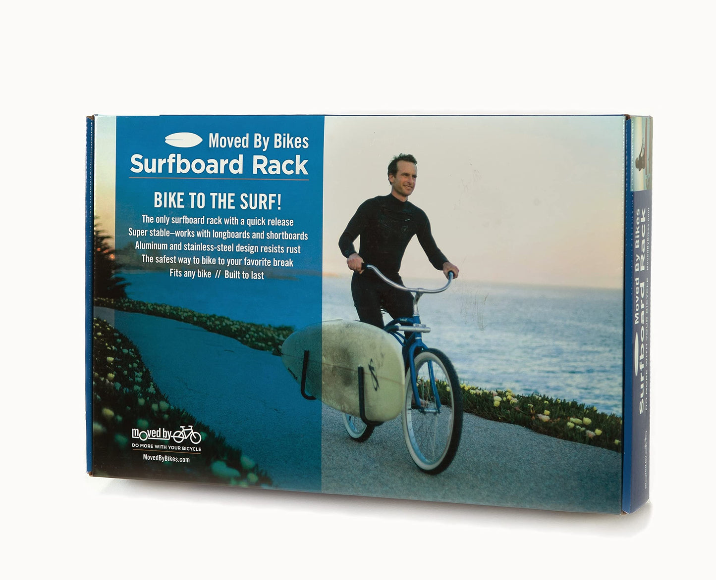 MBB Longboard Bicycle Surfboard Racks, by Moved By Bikes, Compatible with Shortboards, Longboards, and SUP Paddleboards, Quick Release Bars