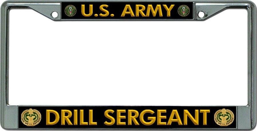 U.S. Army Drill Sergeant in Gold Chrome License Plate Frame
