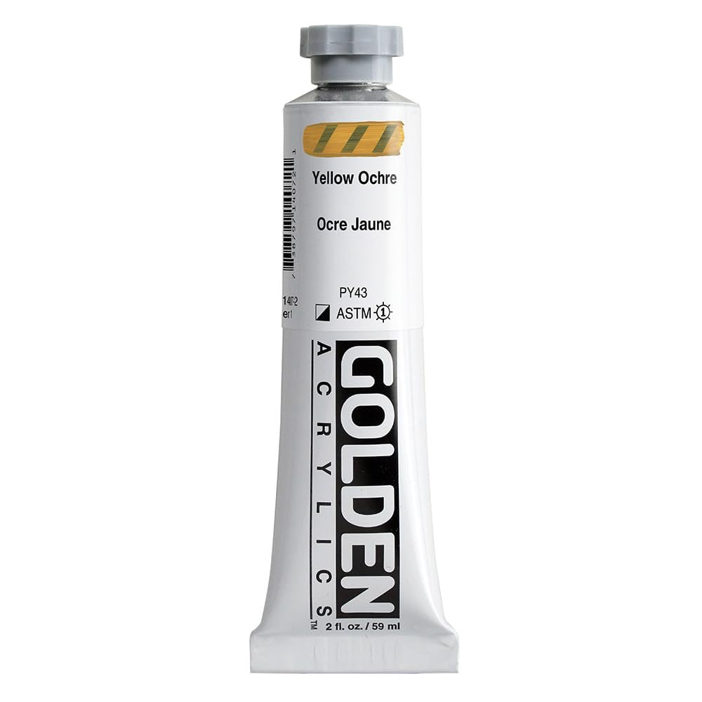 GOLDEN Heavy Body Acrylics, Yellow Ochre, 2 fl. oz. Tube, Professional Acrylic Paint, Semi-Opaque