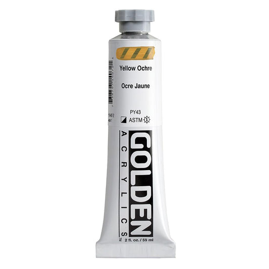 GOLDEN Heavy Body Acrylics, Yellow Ochre, 2 fl. oz. Tube, Professional Acrylic Paint, Semi-Opaque