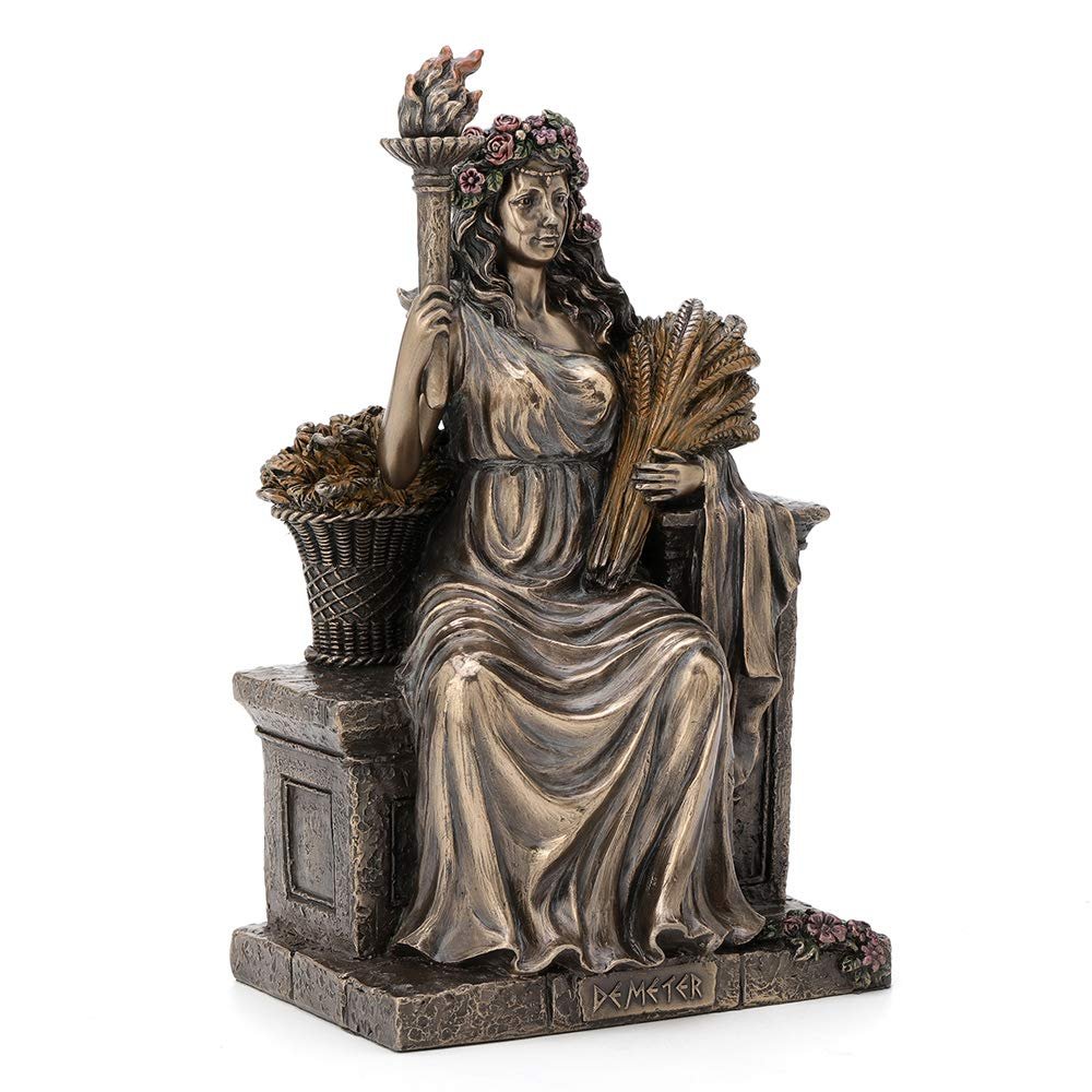Veronese Design 9 Inch Demeter Greek Roman Goddess of Agriculture Sitting Throne Antique Bronze Finish Statue