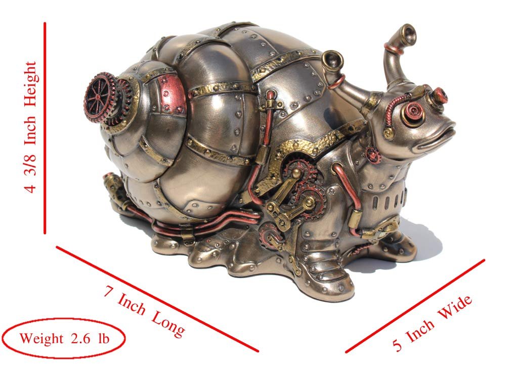 Veronese Design 4.5" Tall Steampunk Giant Land Snail Hidden Trinket Box Cold Cast Resin Antique Bronze Finish