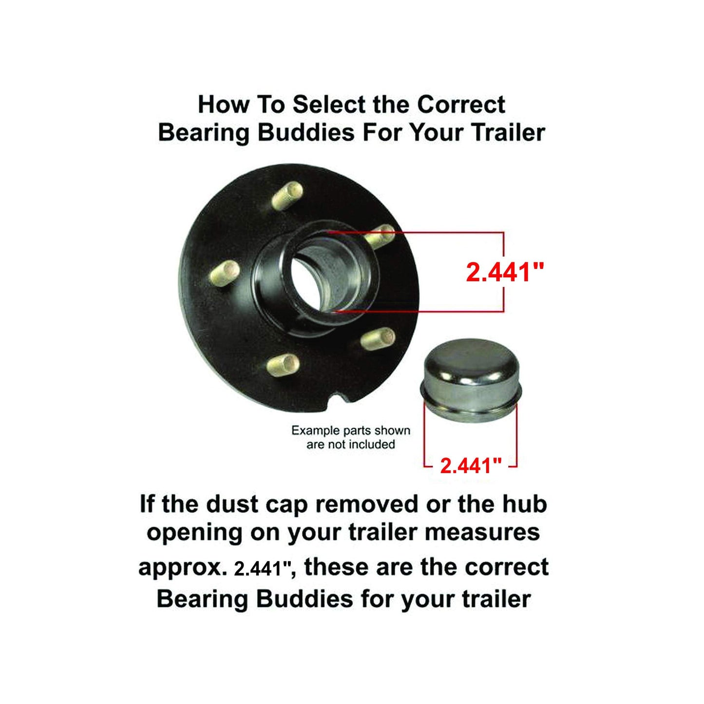 Bearing Buddy (4) 2.441" Chrome for Boat Trailer with Protective Bra - Wheel Center Caps 2441 (2 Pairs)