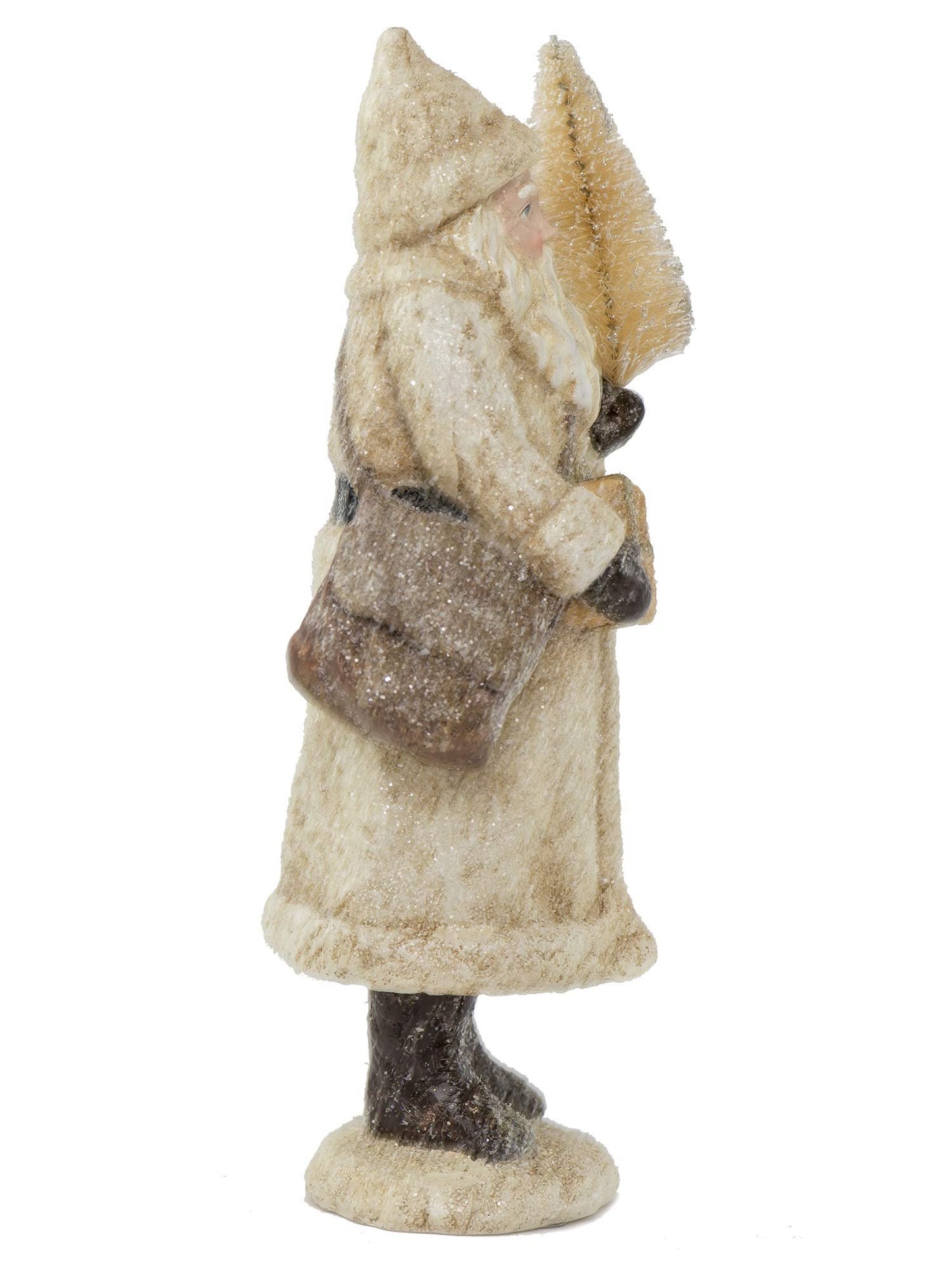 RAZ Imports Glittered Resin Santa Figure (White)