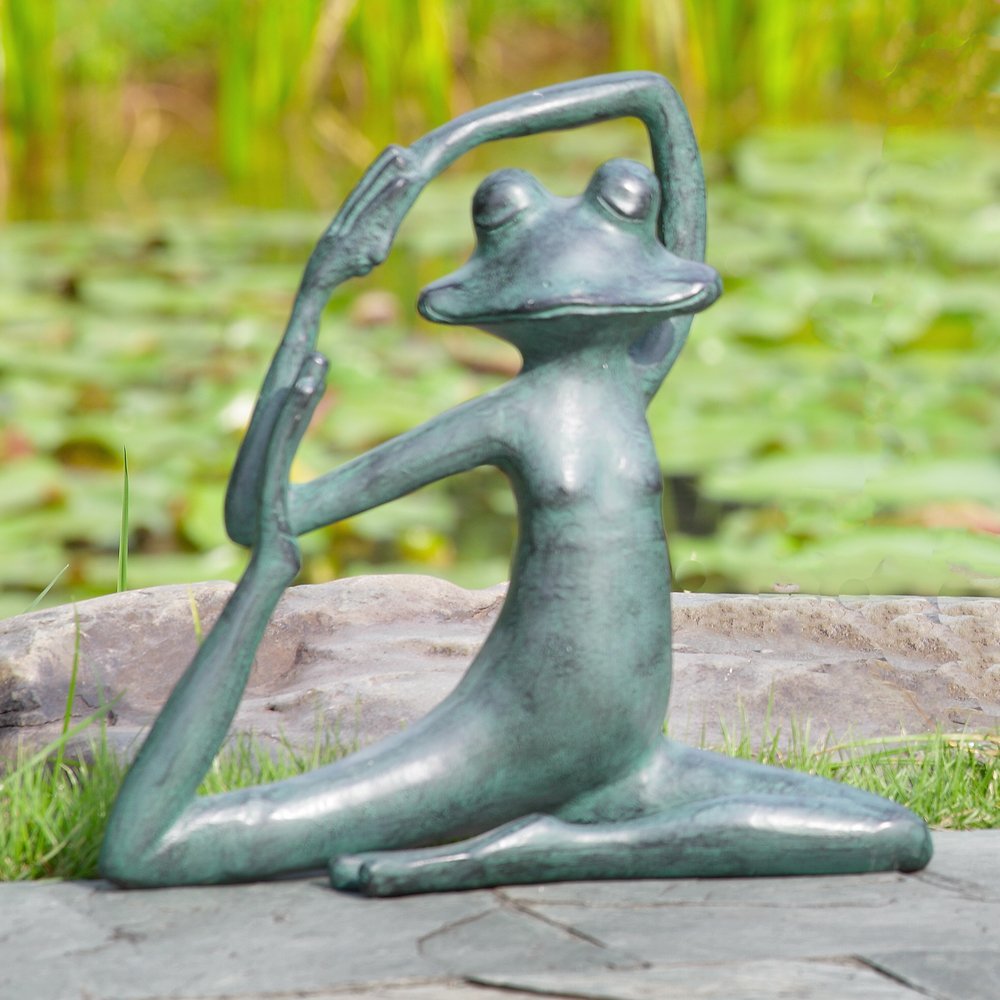 SPI Home Yoga Weathered Green 14 x 13 Inch Aluminum Outdoor Garden Figurine Statue Sculpture