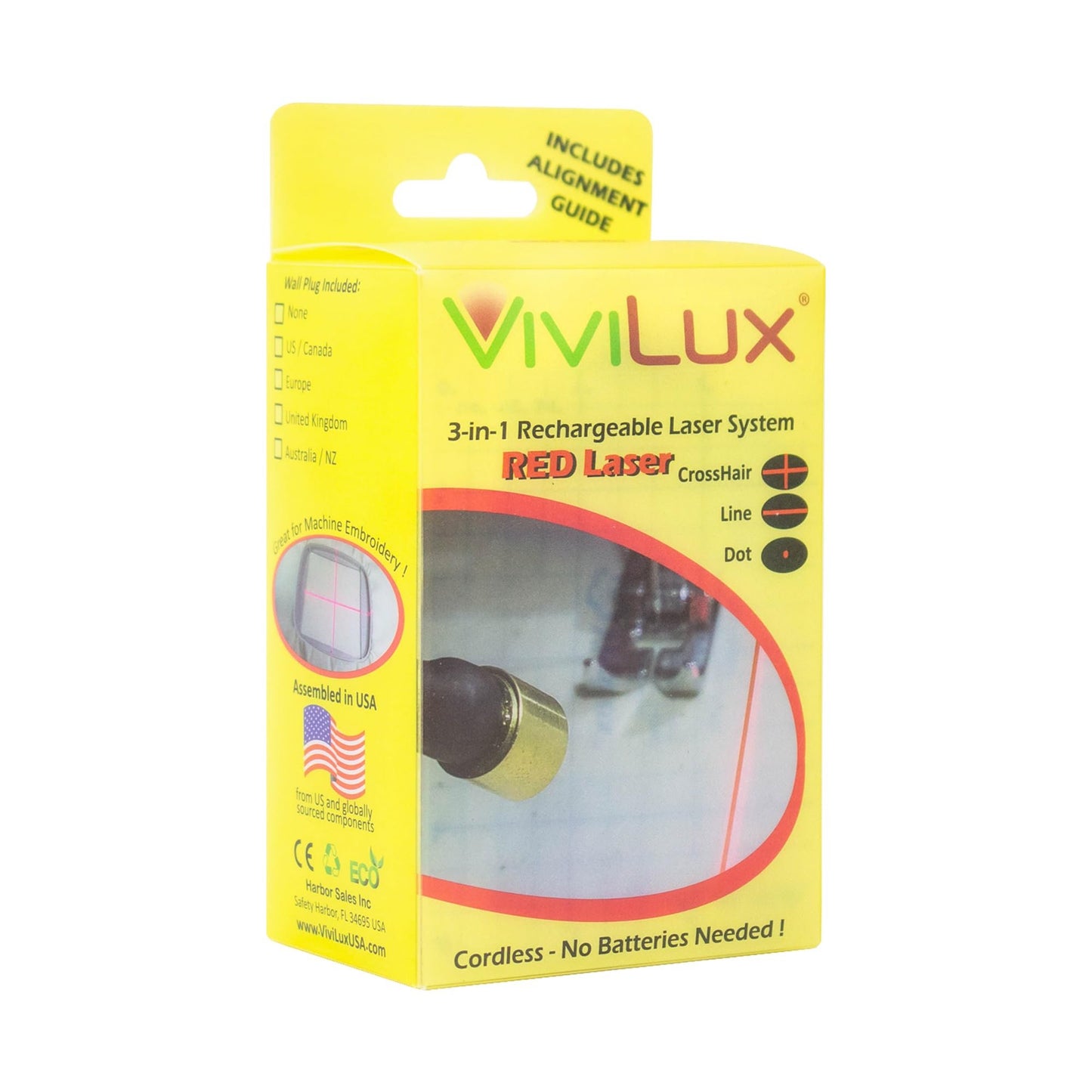 ViviLux 3-in-1 Rechargeable RED Laser System with Adjustable Line, Crosshairs and Dot Illumination Heads; Innovative Sewing and Quilting Notion for Precise Stitching; Mounts with MAGNET.