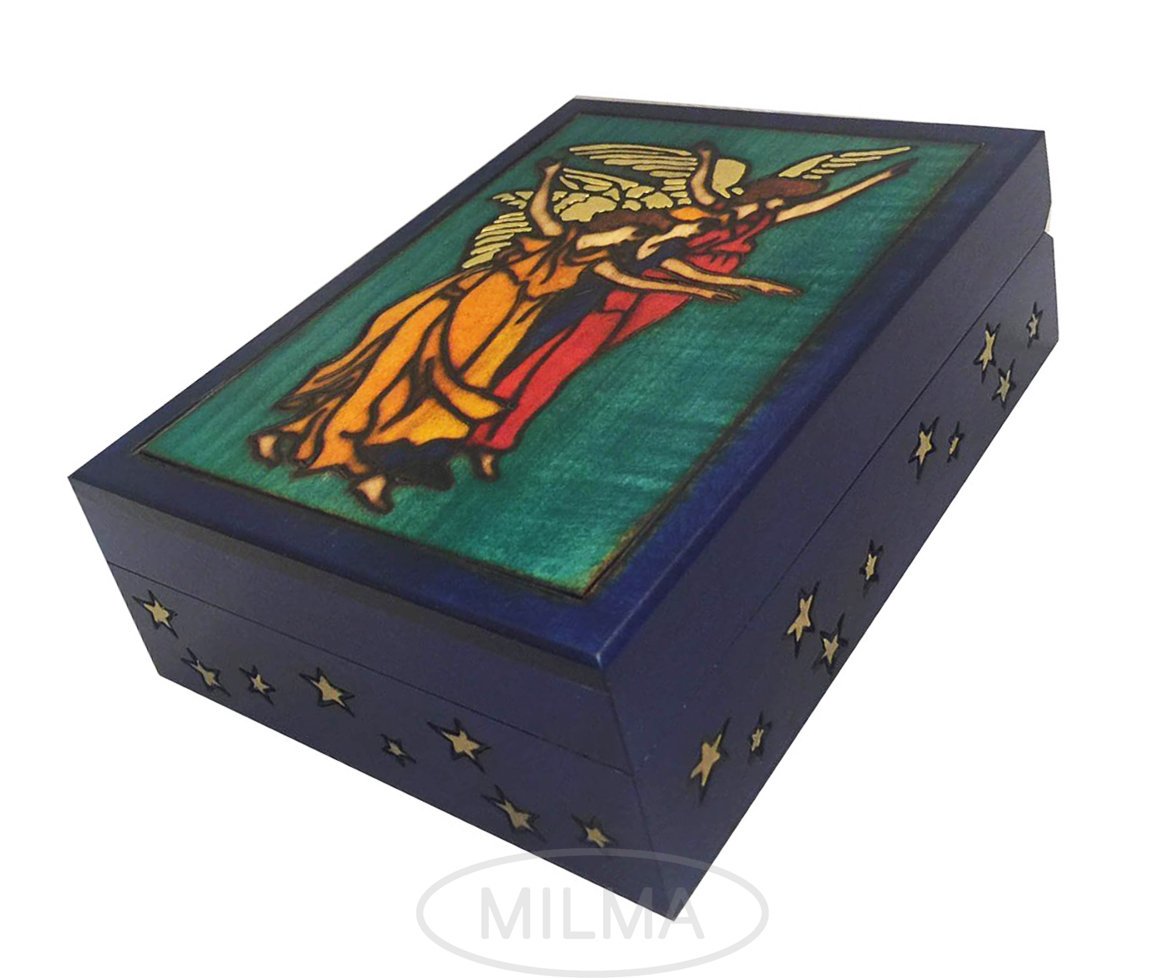 Enchanted WORL OF BOXES Saphirots Angels Jewelry Box Polish Handmade Keepsake Tarot Card Holder