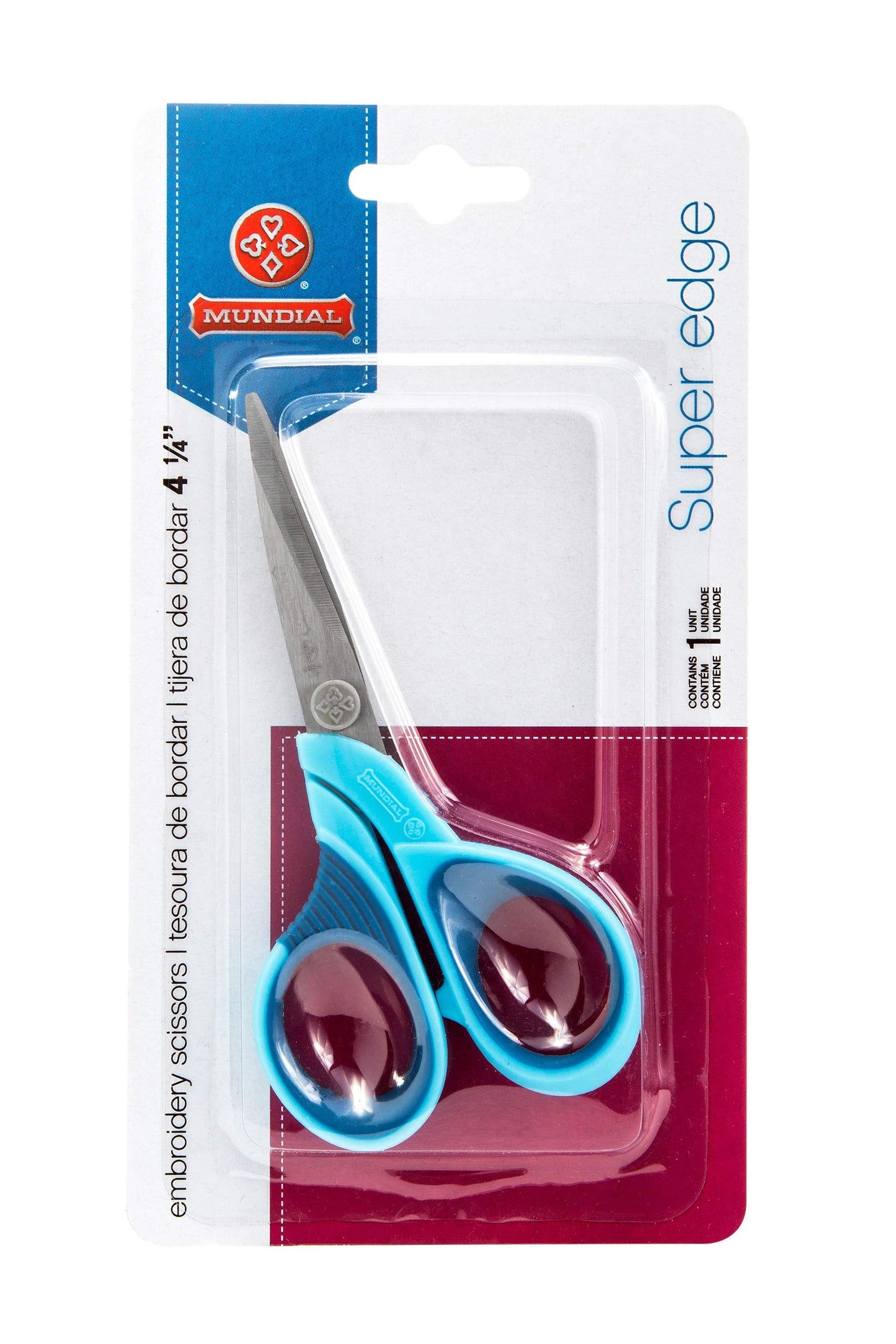 Mundial 1968-4 SuperEdge 4.25 Inch Embroidery Scissors Blue Handle