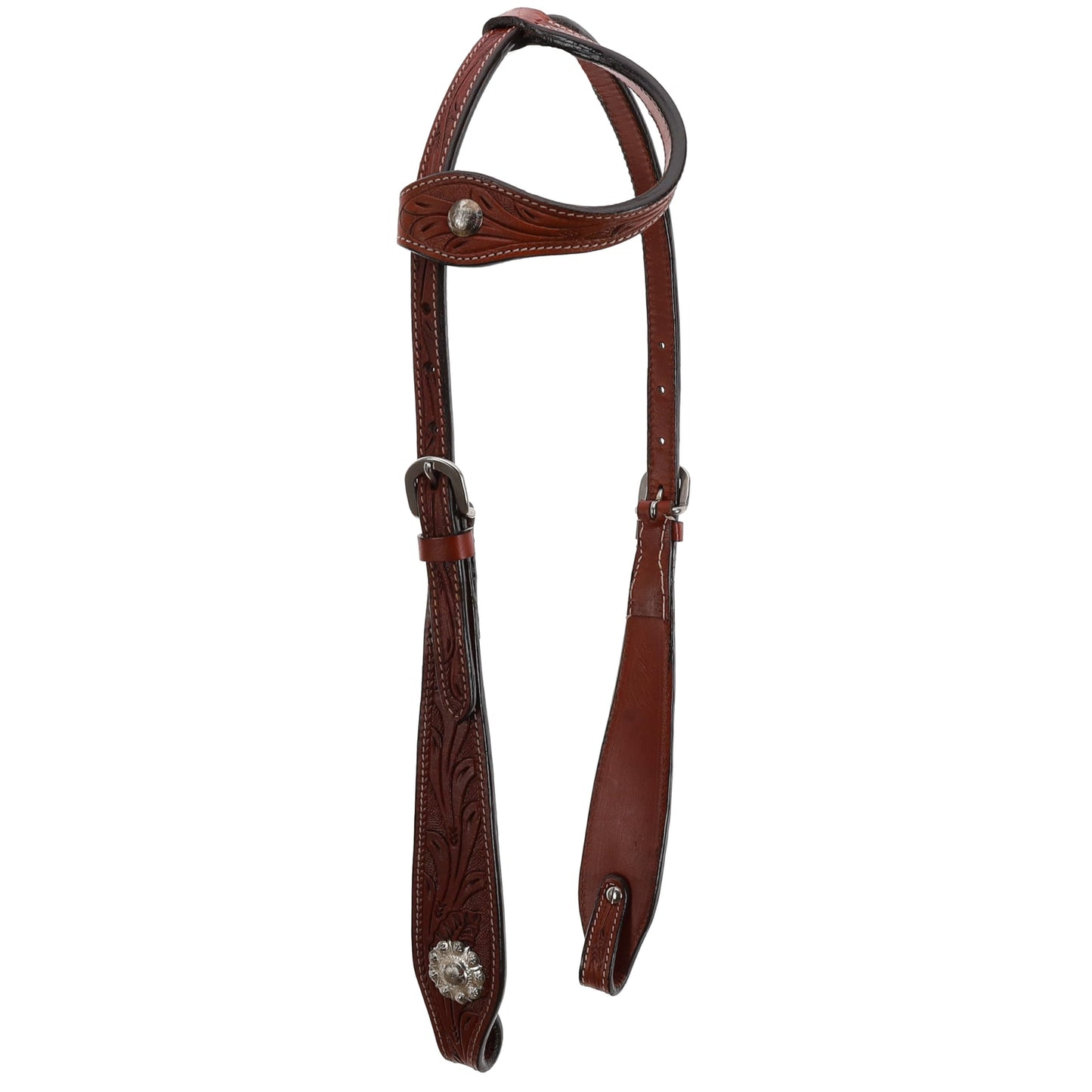 Showman Floral Tooled Leather Single Ear Headstall, Breast Collar & Reins Set