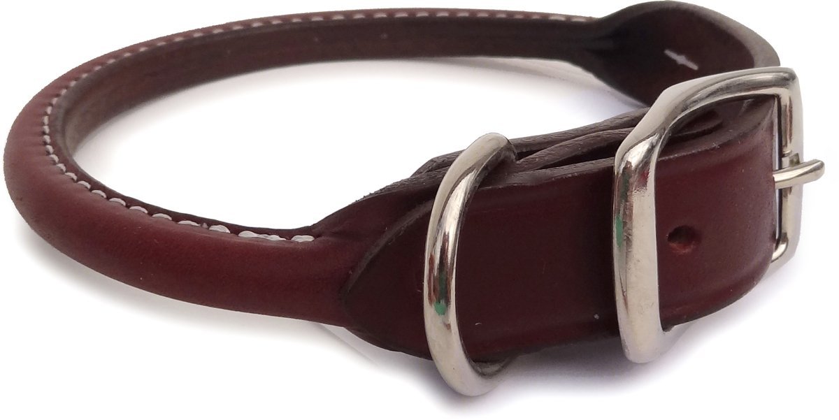 Rolled Leather Collar, Classic Rounded Edges with a Nickel-Plated Buckle, A Festive Choice for Small, Medium and Large Dogs, Made in The USA