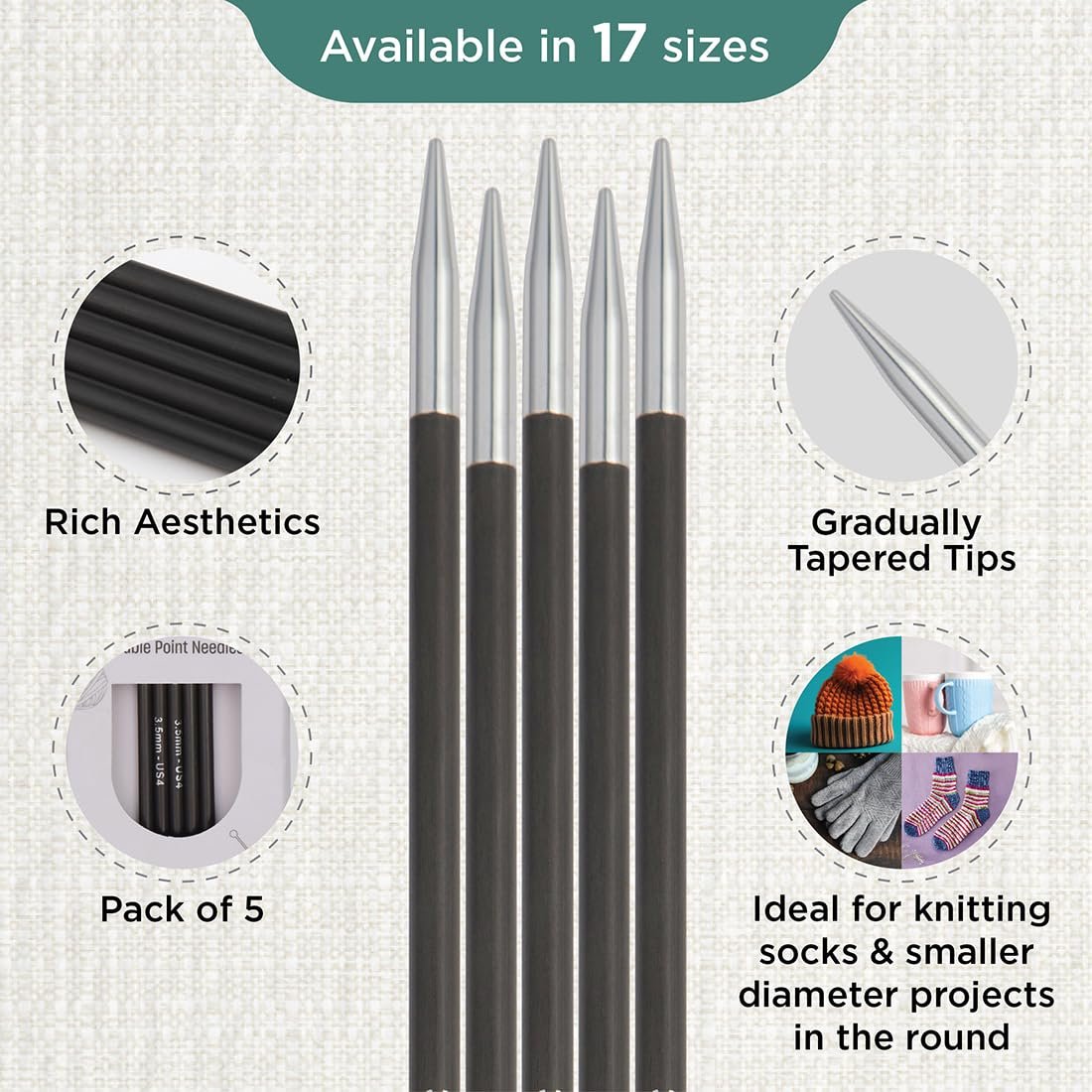 KnitPro Karbonz Double Pointed Needles 8" (20cm)