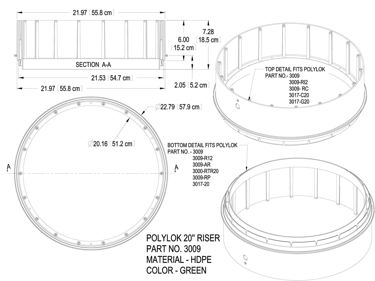 Polylok 20" x 6" Septic Tank Riser