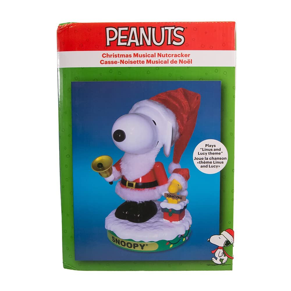 Peanuts 10-Inch Battery-Operated Musical Santa Snoopy Nutcracker