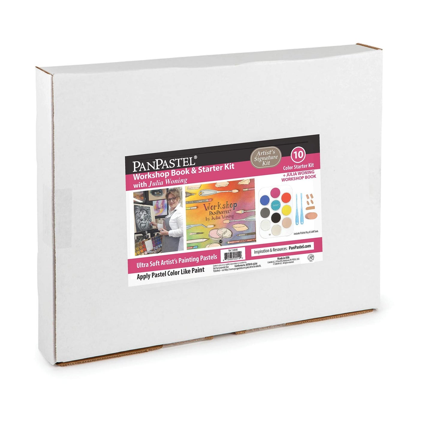 PanPastel Artist Pastels by GOLDEN, Julia Woning Book & Starter Kit, 10 Color, Professional Artist Pastels, Unique Pan Format (cake-like)