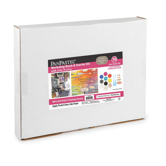 PanPastel Artist Pastels by GOLDEN, Julia Woning Book & Starter Kit, 10 Color, Professional Artist Pastels, Unique Pan Format (cake-like)