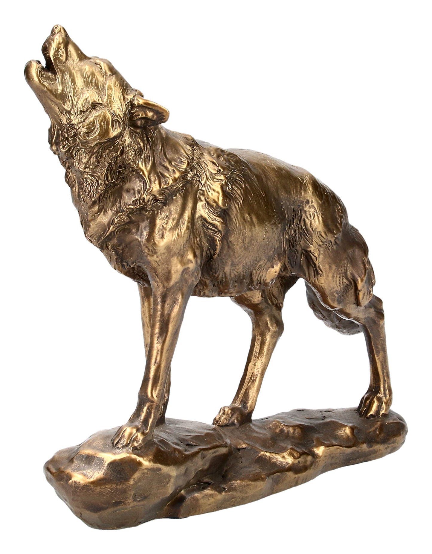Pacific Giftware Animal World Howling Wolf Golden Finish Resin Figurine