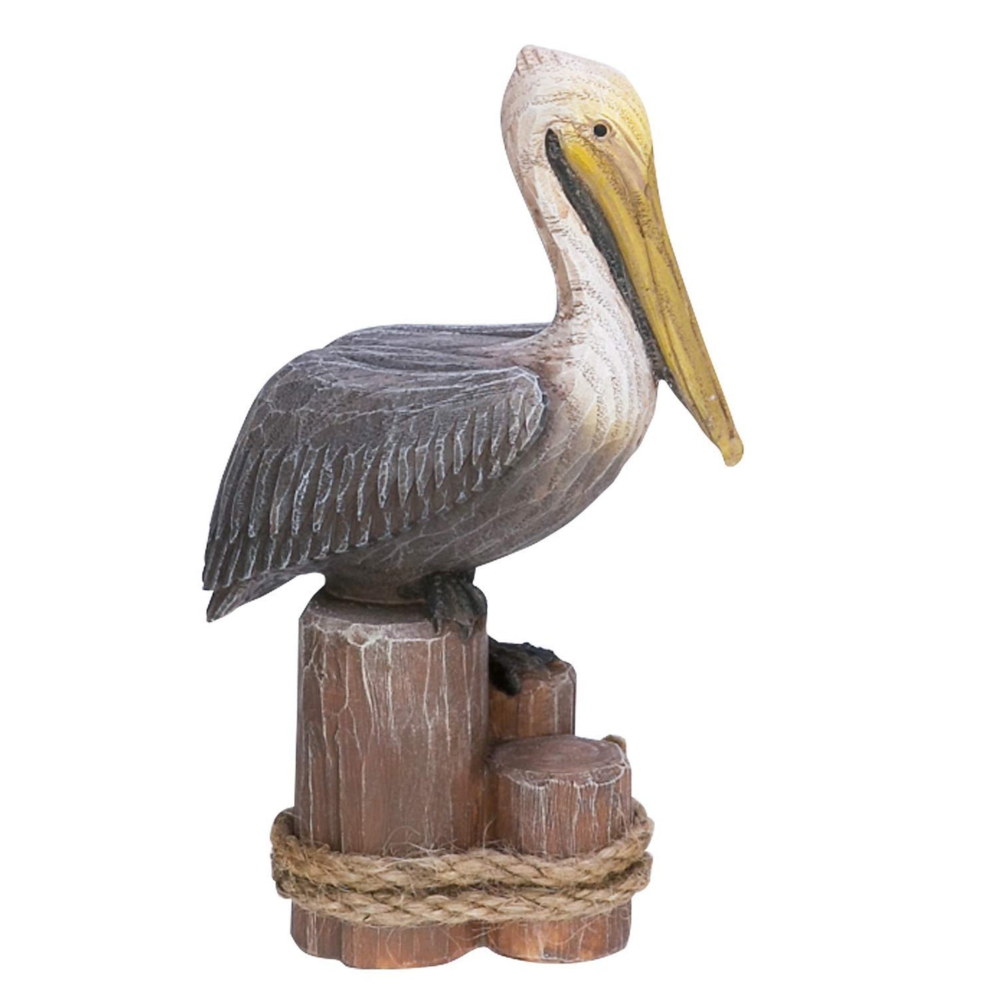 Beachcombers 6.25" Pelican On Triple Piling Wooden Decor Coastal Bird Ocean Sea Beach Home House Summer Table Counter Kitchen Figurine Decoration Brown