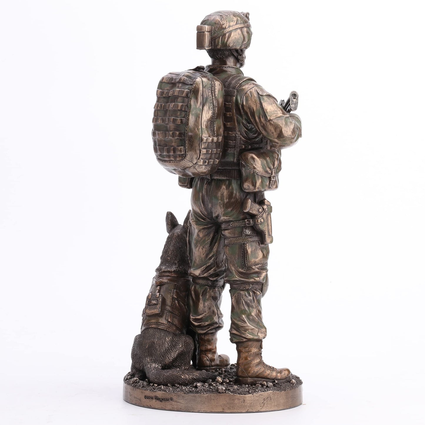 US Army Soldier and Dog Statue Honor, Courage, Commitment Figurine