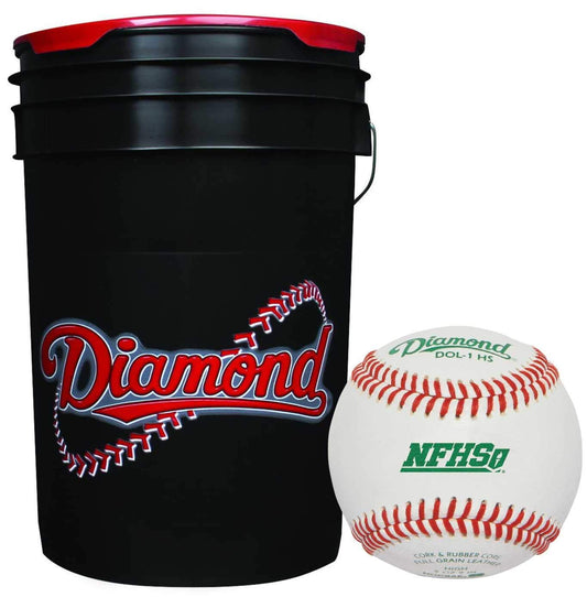 Diamond 6-Gallon Bucket with 5 Dozen (60) Diamond DOL-1 HS NFHS Leather Baseballs