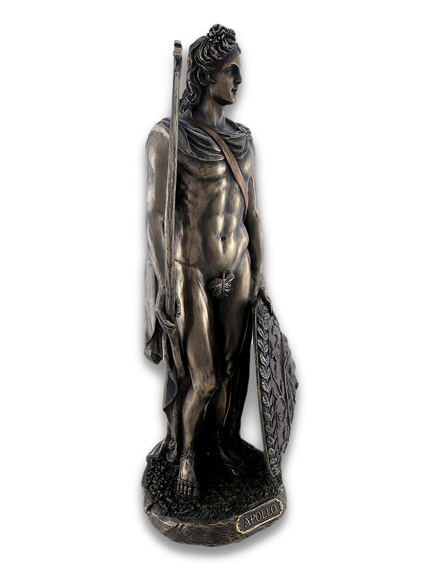 Veronese Design Greek and Roman God Apollo with Lion Head Shield and Golden Bow Bronze Finished Resin Statue - 11.5 Inches High - Amazing Detail - Hand Painted Accents