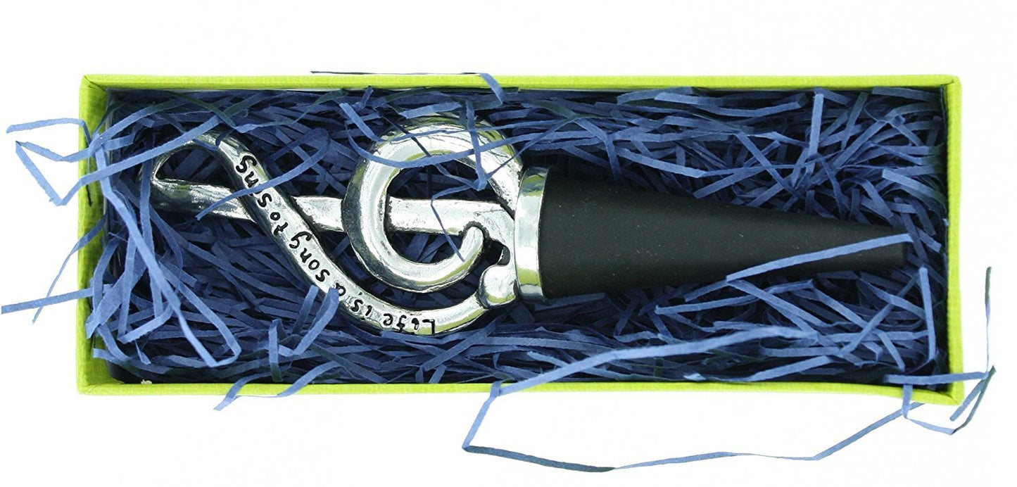 Basic Spirit Treble Clef Pewter Wine Bottle Stopper Gift Boxed