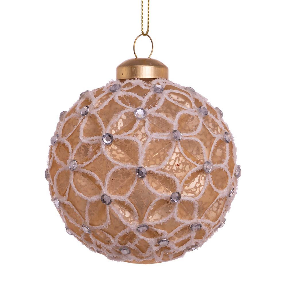 80MM Gold Lattice Glass Ball Ornaments, 6-Piece Set
