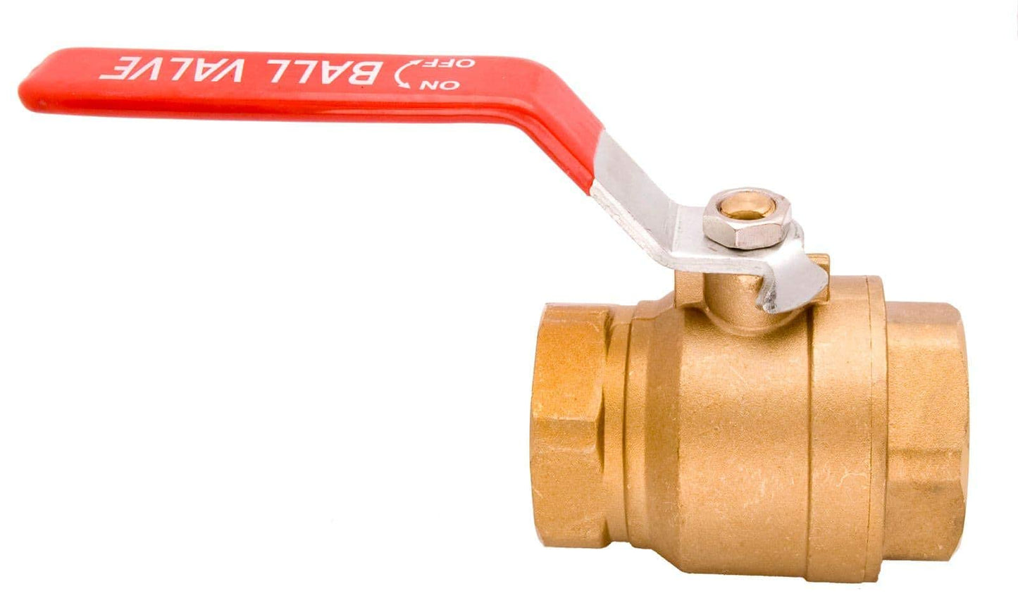 1-1/2" Brass Ball Valve - Full Port 600WOG, w/Red Handle #CBVB150UPD