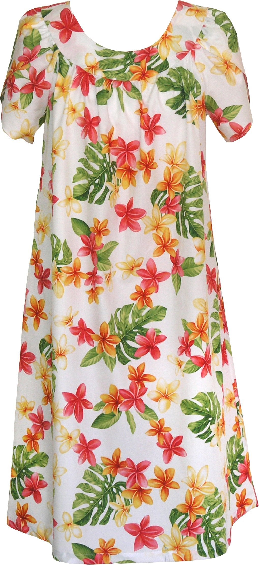 RJC Women's Yellow Plumeria Muumuu Dress, White, L