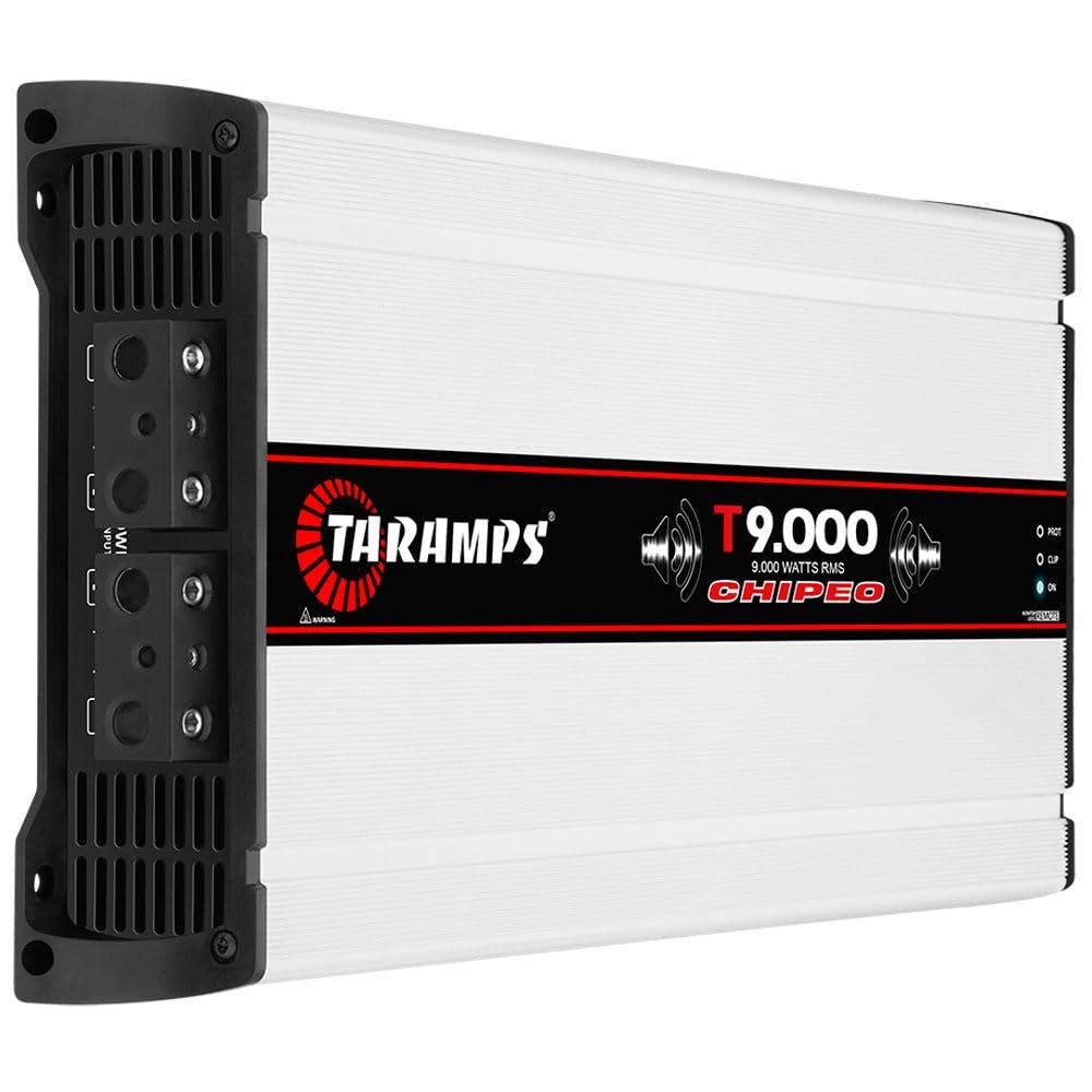 Taramps T 9.000 Chipeo 1 Ohm 9000 Watts Rms 12.6 Volts, Peak Power 11000 Watts Rms Monoblock Car Audio Amplifier - RCA Input Gain Control Smart Cooler