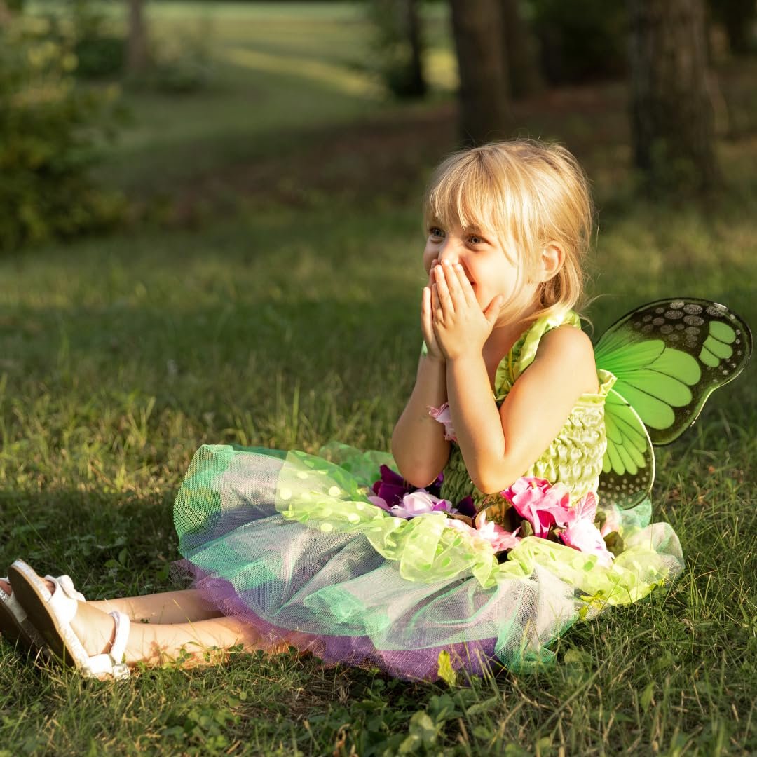 Great Pretenders Fairy Blooms Deluxe Dress with Wings, Green, Medium