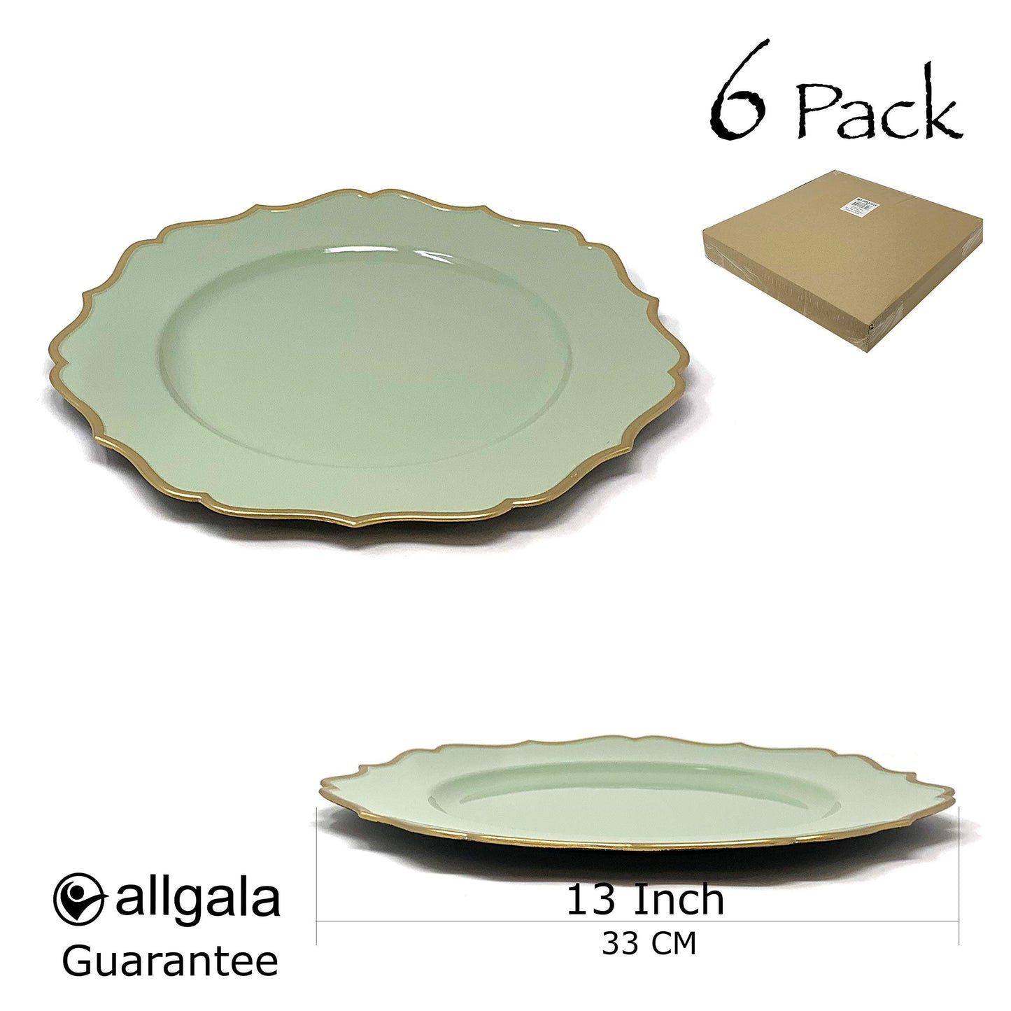 allgala Heavy Quality Round Charger Plates - Elegant Gold Chargers for Dinner Plates
