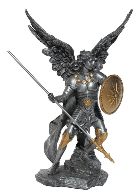 UNICORN STUDIO Veronese Design 13 5/8" Tall Raphael The Archangel Sculpture Religious Gift Figurine Cold Cast Pewter Finish Resin Sculpture