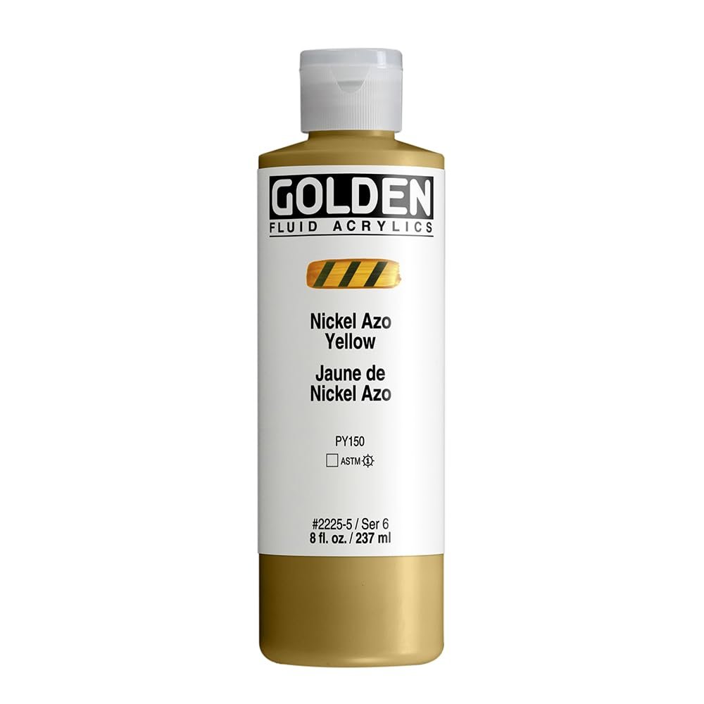 Fluid Acrylics by GOLDEN, Nickel Azo Yellow, 8 fl. oz. Bottle, Professional Acrylic Paint, Transparent