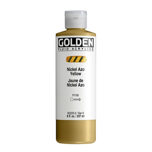 Fluid Acrylics by GOLDEN, Nickel Azo Yellow, 8 fl. oz. Bottle, Professional Acrylic Paint, Transparent