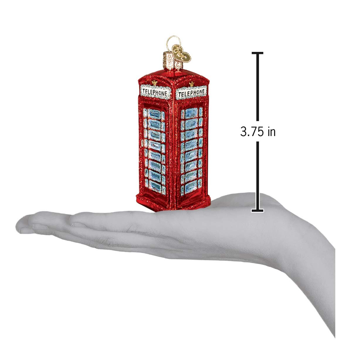 Old World Christmas Ornaments: Cities, Places and Landmarks Glass Blown Ornaments for Christmas Tree, English Phonebooth